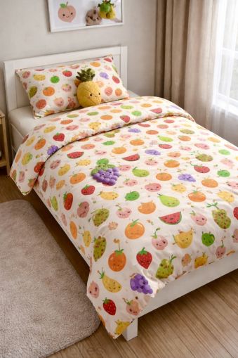 Единичен спален комплект с чаршаф с ластик