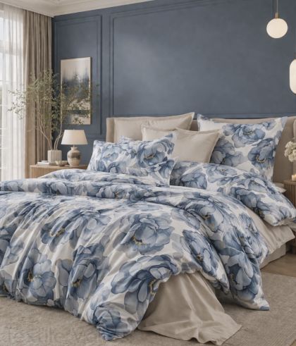 Спален Комплект с два Плика и Чаршаф с Ластик - Небесни Цветя